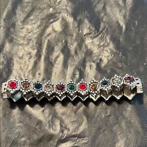 Elegant Silver Multicolor Gemstone Bracelet. (JL2)
